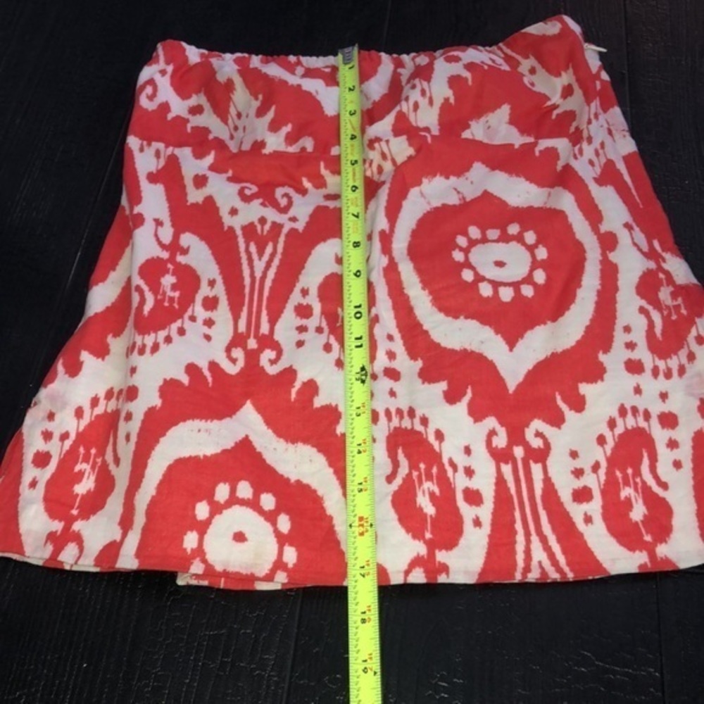 J. Crew Strapless Tube Top Blouse Size 2 Orange White - Picture 2 of 16